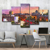Worcester Massachusetts Usa Downtown Skyline 5 Pieces Mixed Canvas Prints Wall Art Home Decor
