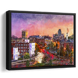 Worcester Massachusetts Usa Downtown Skyline City Art Watercolor Framed Canvas Prints Wall Art Home Decor,Floating Frame