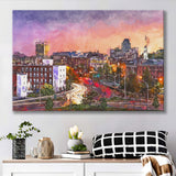 Worcester Massachusetts Usa Downtown Skyline City Art Watercolor Canvas Prints Wall Art Home Decor, Large Canvas
