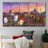 Worcester Massachusetts Usa Downtown Skyline 5 Pieces Extra Large Canvas Prints Wall Art Home Decor