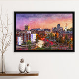 Worcester Massachusetts Usa Downtown Skyline City Art Watercolor Framed Canvas Prints Wall Art Home Decor,Floating Frame