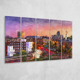 Worcester Massachusetts Usa Downtown Skyline 5 Pieces Extra Large Canvas Prints Wall Art Home Decor