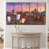 Worcester Massachusetts Usa Downtown Skyline 5 Pieces Extra Large Canvas Prints Wall Art Home Decor