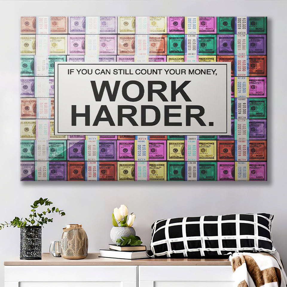 Work Harder Pasteledition Canvas Prints Wall Art - Painting Canvas,Office Business Motivation Art, Wall Decor