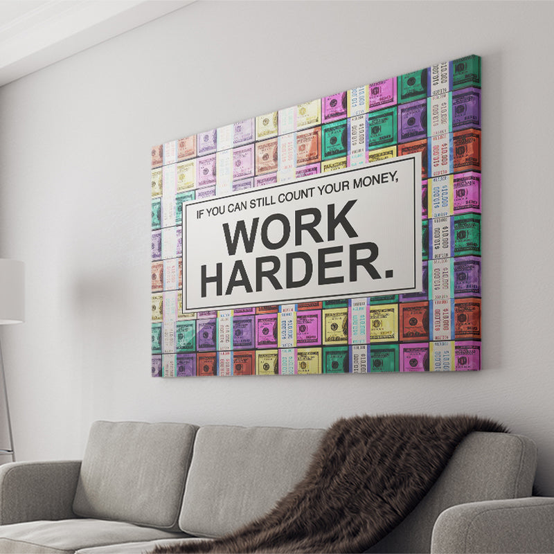 Work Harder Pasteledition Canvas Prints Wall Art - Painting Canvas,Office Business Motivation Art, Wall Decor