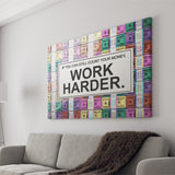 Work Harder Pasteledition Canvas Prints Wall Art - Painting Canvas,Office Business Motivation Art, Wall Decor