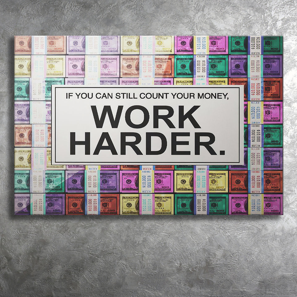 Work Harder Pasteledition Canvas Prints Wall Art - Painting Canvas,Office Business Motivation Art, Wall Decor