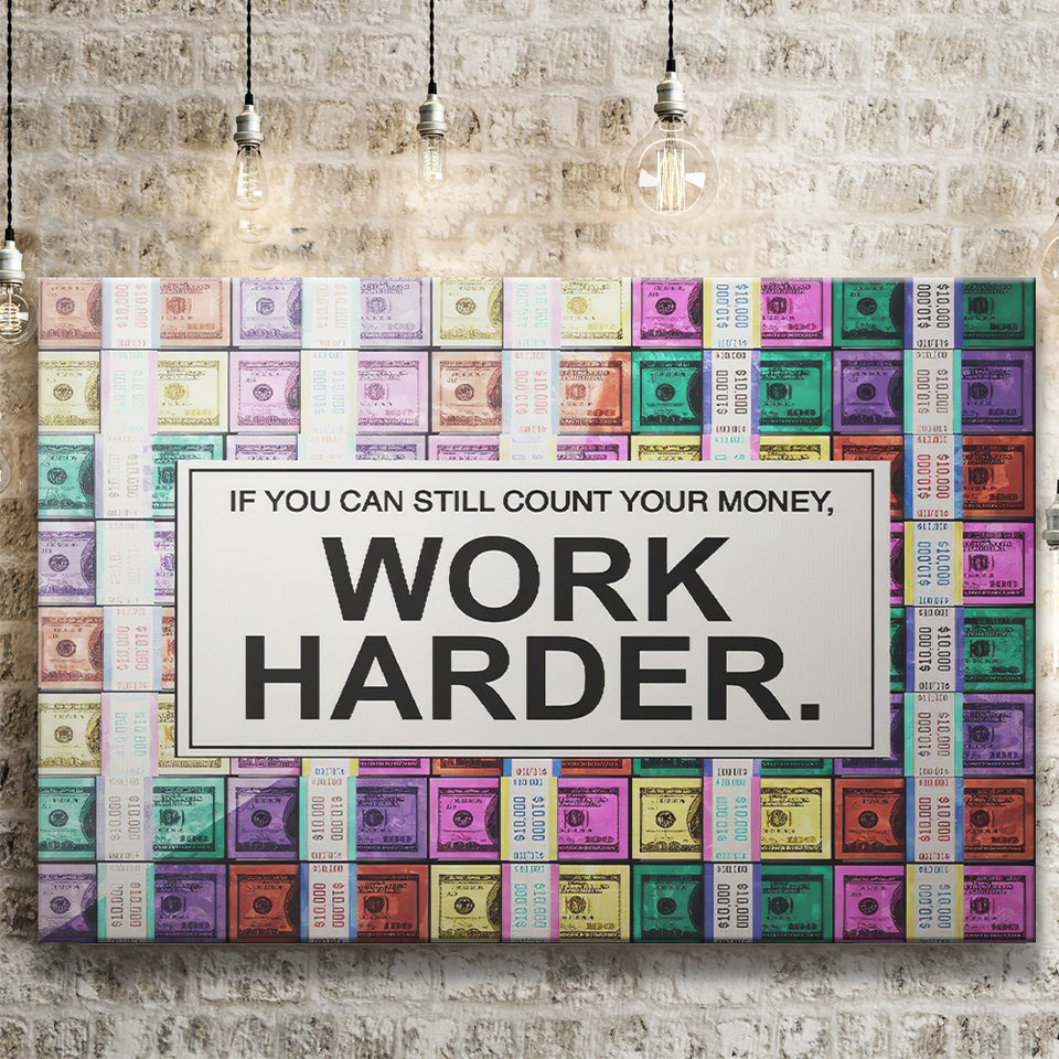 Work Harder Pasteledition Canvas Prints Wall Art - Painting Canvas,Office Business Motivation Art, Wall Decor