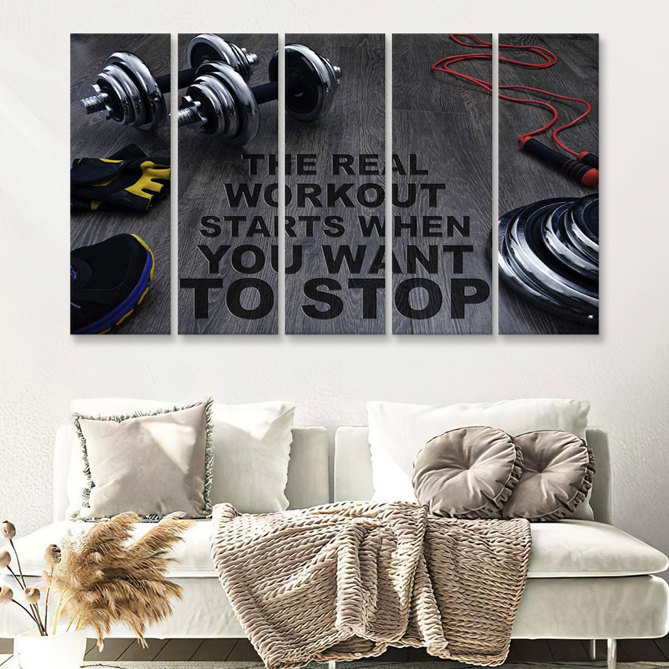 Workout Stylish 5 Piece B Canvas Prints Wall Art Decor - Painting Canvas, Multi Panels
