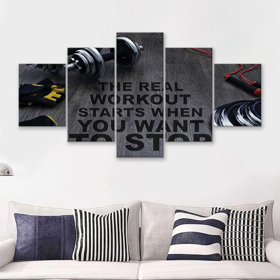 Workout Stylish 5 Piece Canvas Prints Wall Art Decor - Painting Canvas, Multi Panels