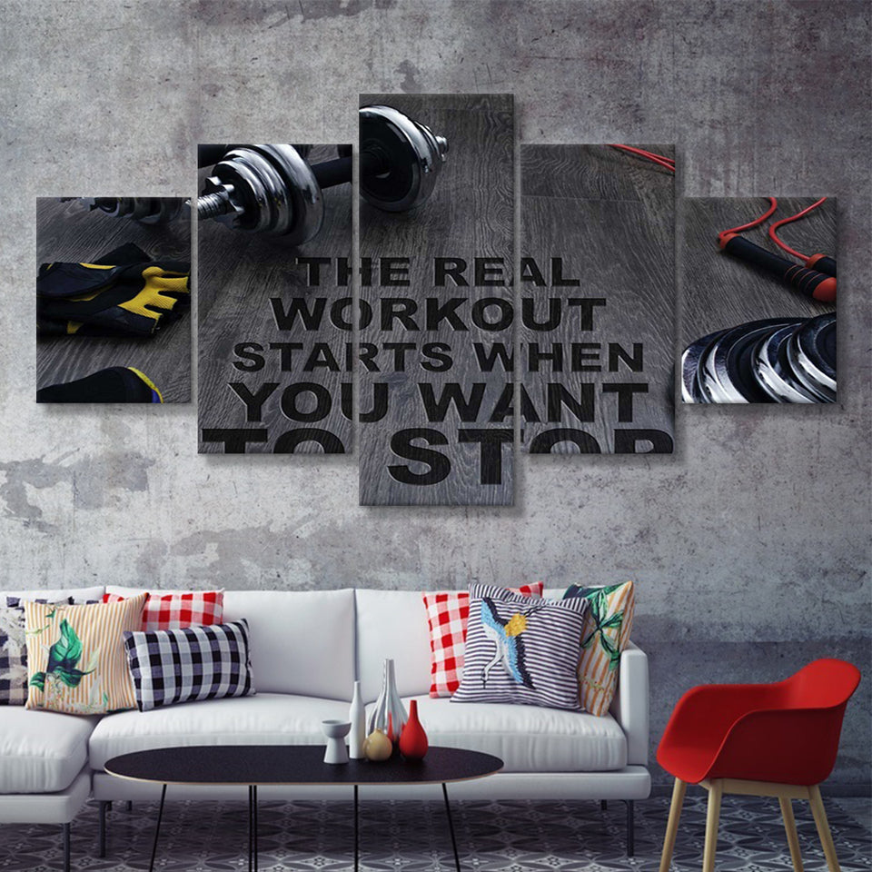 Workout Stylish 5 Piece Canvas Prints Wall Art Decor - Painting Canvas, Multi Panels