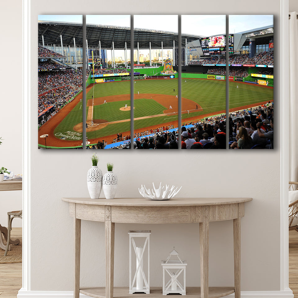 World Baseball Classic Marlins Park, Stadium Canvas, Sport Art, Gift for him, Multi Panels B, Canvas Prints Wall Art Decor