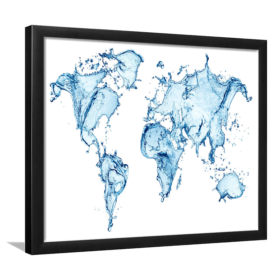 World Map Water Framed Art Prints Wall Art Decor, Framed Picture, Home Decor