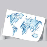 World Map Water Poster Prints Wall Art Decor, Unframe, Poster Art