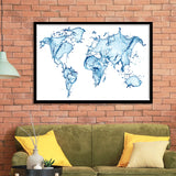 World Map Water Framed Art Prints Wall Art Decor, Framed Picture, Home Decor