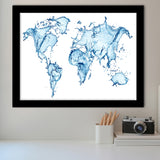 World Map Water Framed Art Prints Wall Art Decor, Framed Picture, Home Decor