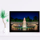 World War 2 Memorial Fountain, Washington Monument Framed Art Prints Wall Art Decor,Black Frame, Ready to hang