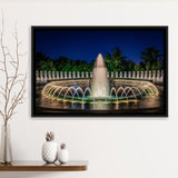 World War 2 Memorial Fountain, Washington Monument Framed Canvas Prints Wall Art Decor, Black Floating Frame
