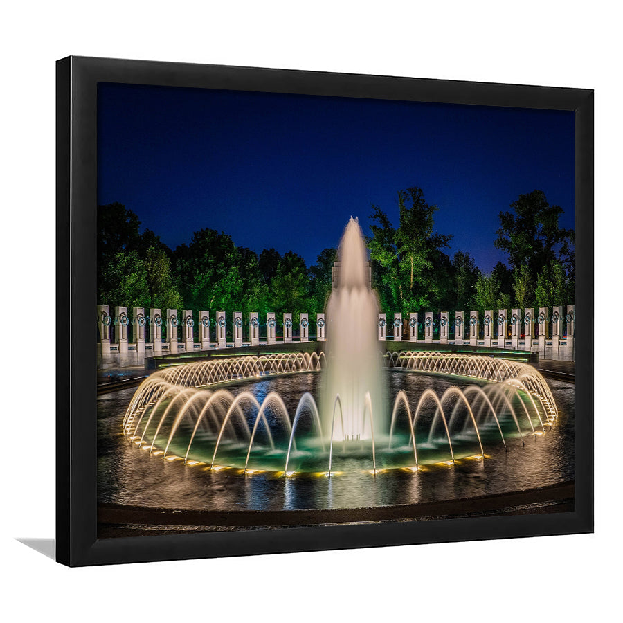 World War 2 Memorial Fountain, Washington Monument Framed Art Prints Wall Art Decor,Black Frame, Ready to hang
