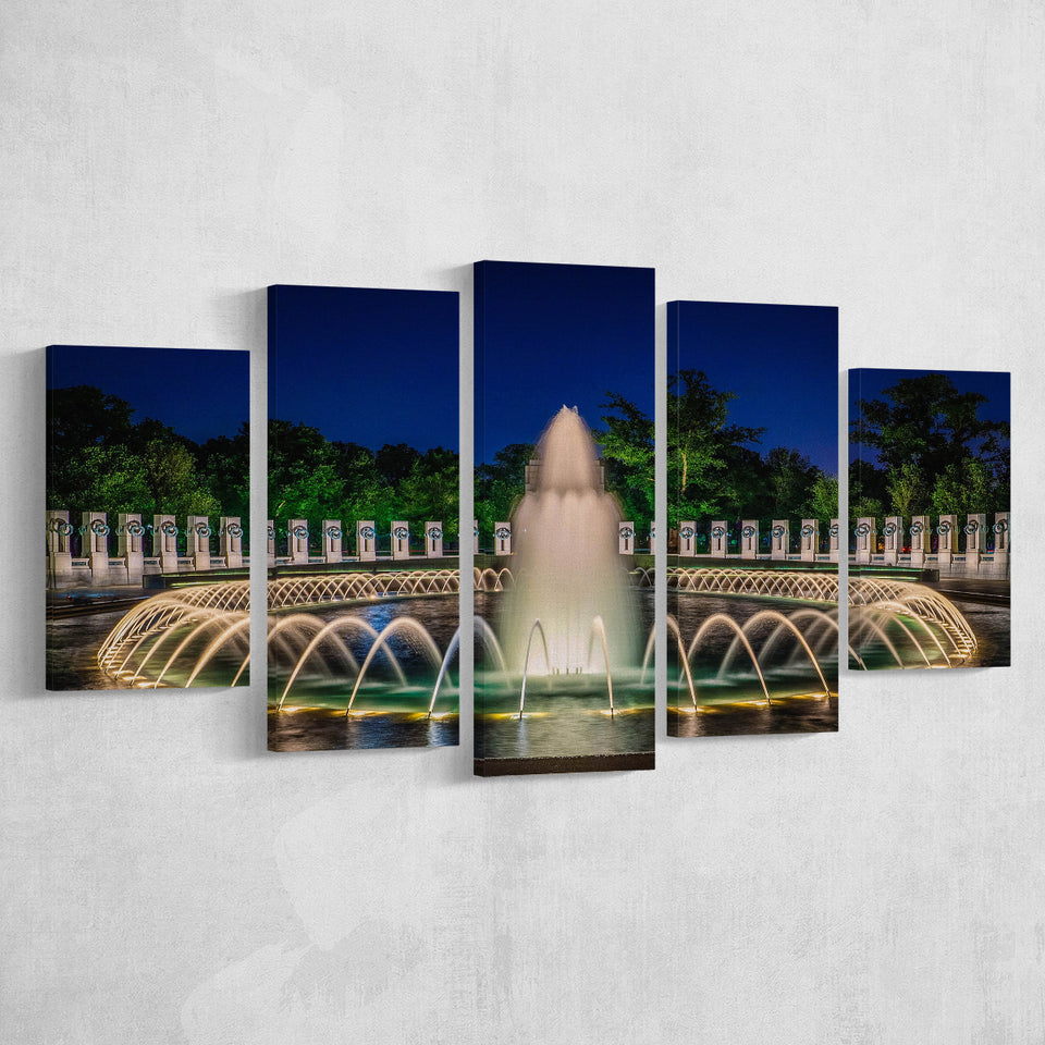 World War 2 Memorial Fountain, Washington Monument Multi Panels,Canvas Prints Wall Art Home Decor