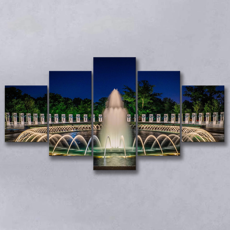 World War 2 Memorial Fountain, Washington Monument Multi Panels,Canvas Prints Wall Art Home Decor