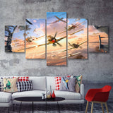 World Of War Planes 5 Pieces Canvas Prints Wall Art - Painting Canvas, Multi Panel, Wall Decor, Canvas Art