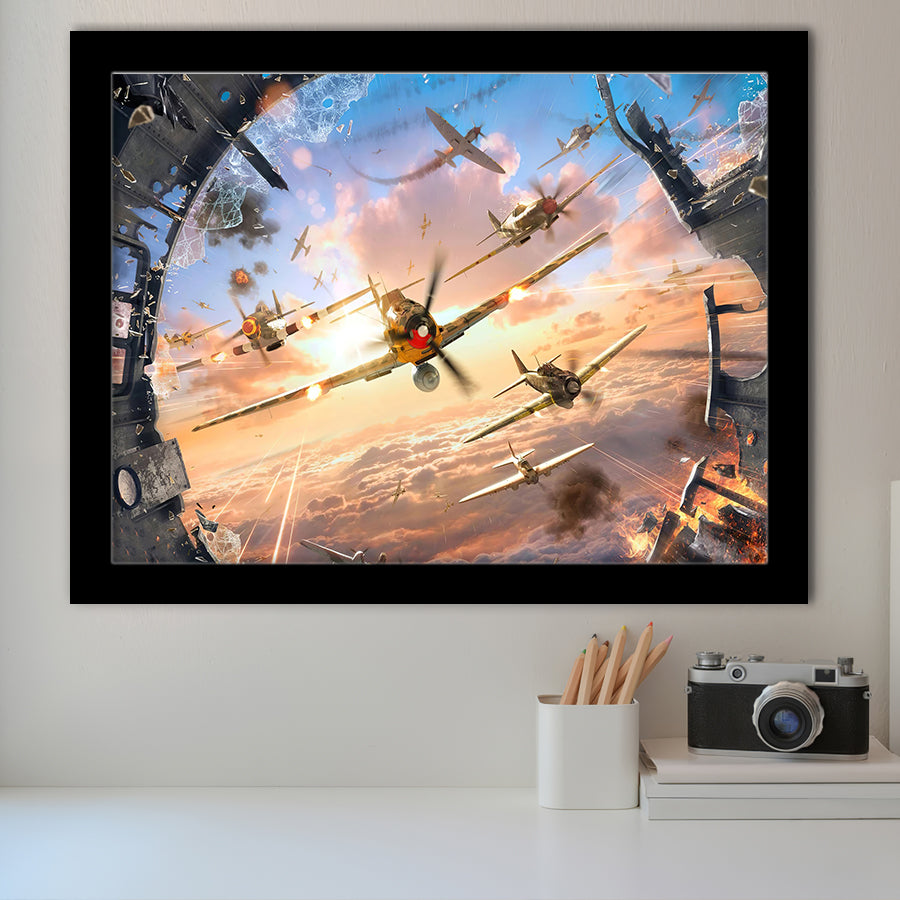 World Of War Planes Framed Art Prints Wall Decor - Painting Prints, Wall Art, Framed Picture, Black Frame