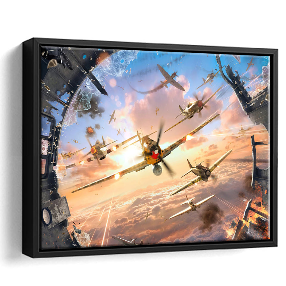 World Of War Planes Framed Canvas Prints Wall Art - Painting Canvas, Wall Decor, Canvas Art, Floating Frame