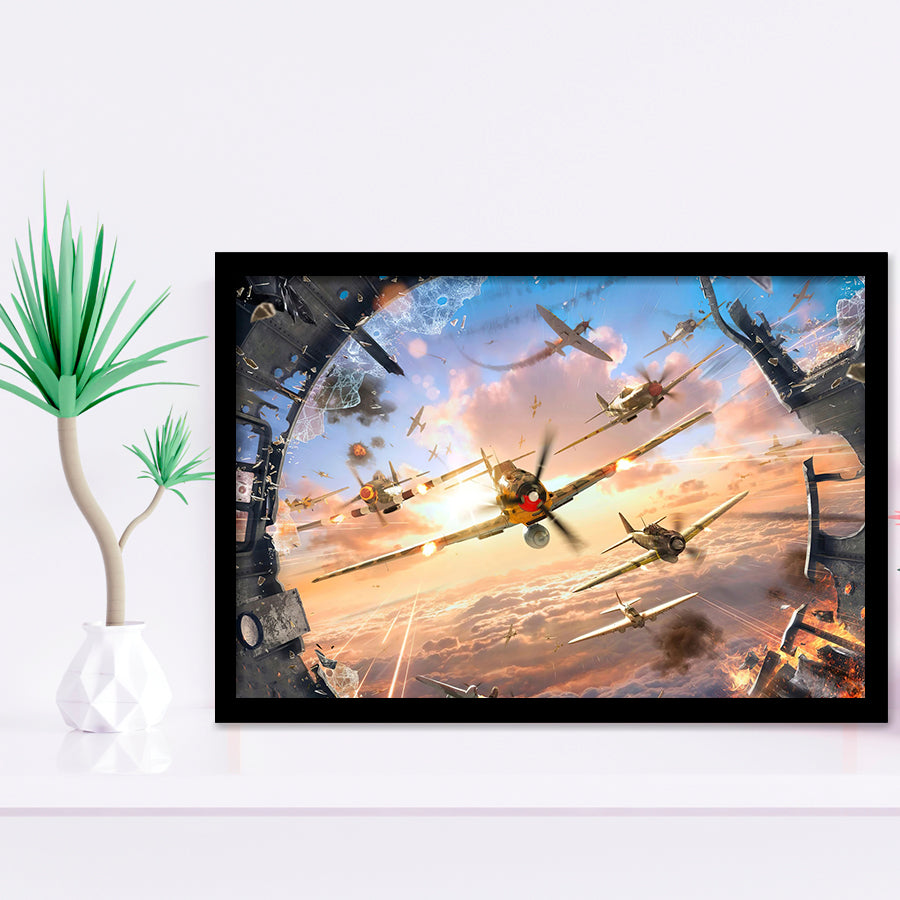 World Of War Planes Framed Art Prints Wall Decor - Painting Prints, Wall Art, Framed Picture, Black Frame