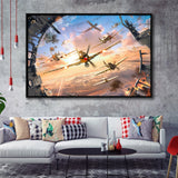 World Of War Planes Framed Canvas Prints Wall Art - Painting Canvas, Wall Decor, Canvas Art, Floating Frame