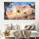 World Of War Planes 5 Pieces B Canvas Prints Wall Art - Painting Canvas, Multi Panel, Wall Decor, Canvas Art