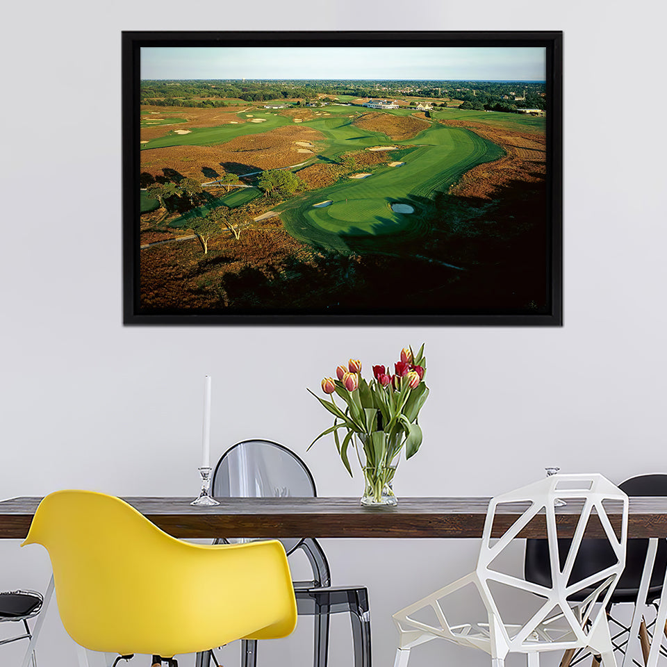Worlds Best Golf Courses Traderlife Shinnecock Hills Golf Club Framed Canvas Prints Wall Art - Painting Prints,Wall Decor, Painting Canvas
