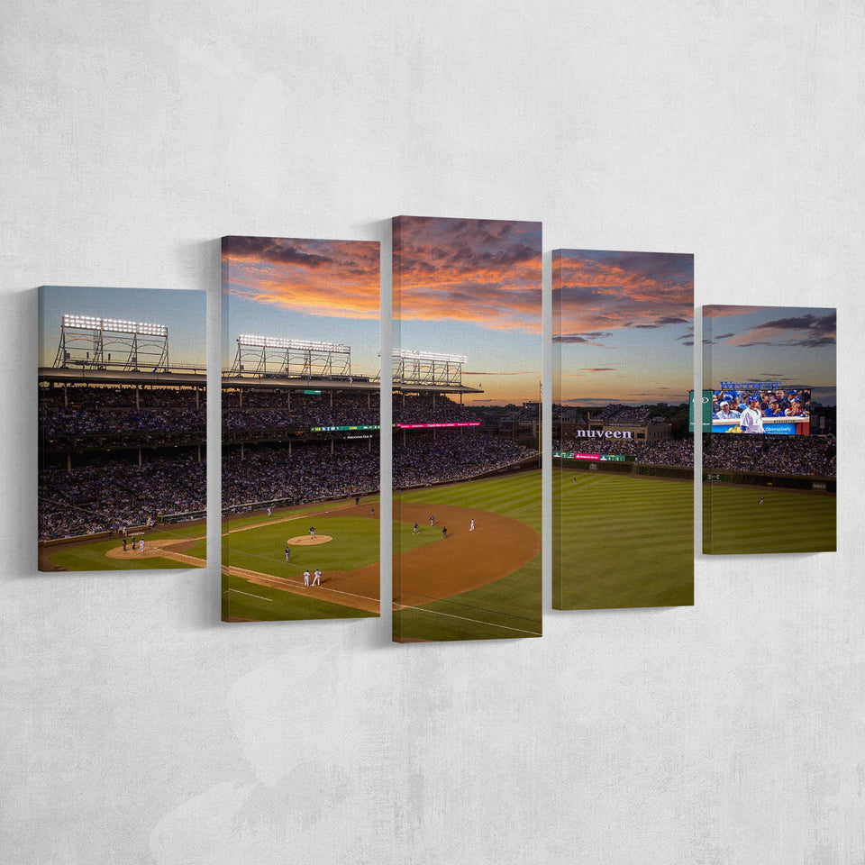 Wrigley Field Stadium Canvas Prints Chicago Cubs Wall Art Baseball,Multi Panels,Sport Stadium Art Prints, Fan Gift