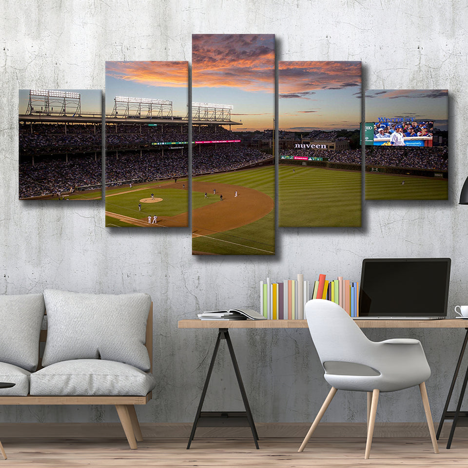 Wrigley Field Stadium Canvas Prints Chicago Cubs Wall Art Baseball,Multi Panels,Sport Stadium Art Prints, Fan Gift