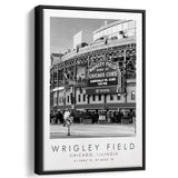 Wrigley Field Chicago Cubs 1 Baseball Lovers Black And White Art Framed Canvas Prints Wall Art Home Decor, Floating Frame