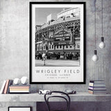 Wrigley Field Chicago Cubs 1 Baseball Lovers Black And White Art Framed Art Prints Wall Art Decor, Framed Picture
