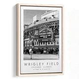 Wrigley Field Chicago Cubs 1 Baseball Lovers Black And White Art Framed Canvas Prints Wall Art Home Decor, Floating Frame