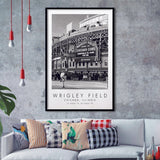Wrigley Field Chicago Cubs 1 Baseball Lovers Black And White Art Framed Art Prints Wall Art Decor, Framed Picture