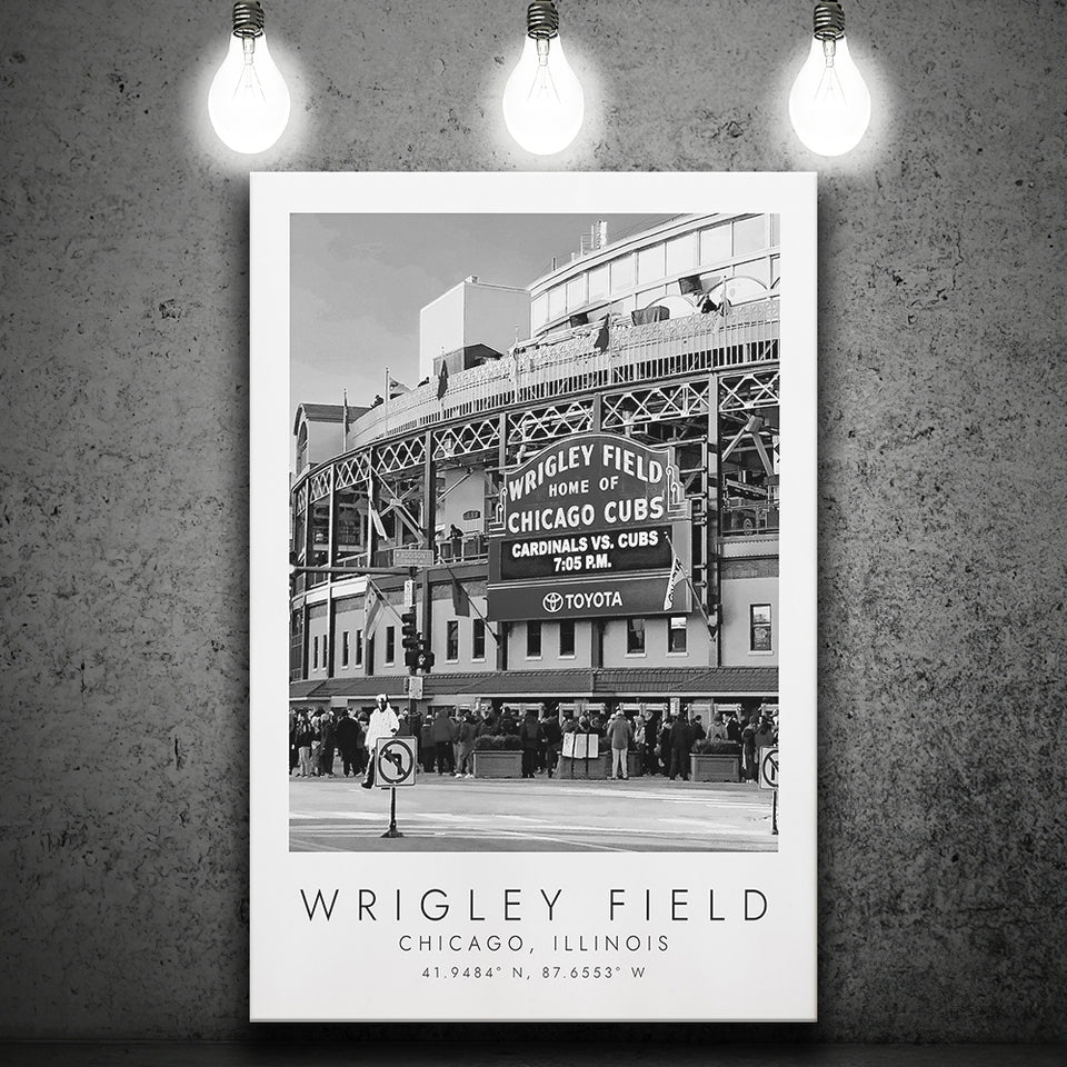 Wrigley Field Chicago Cubs 1 Baseball Lovers Black And White Art Canvas Prints Wall Art Home Decor