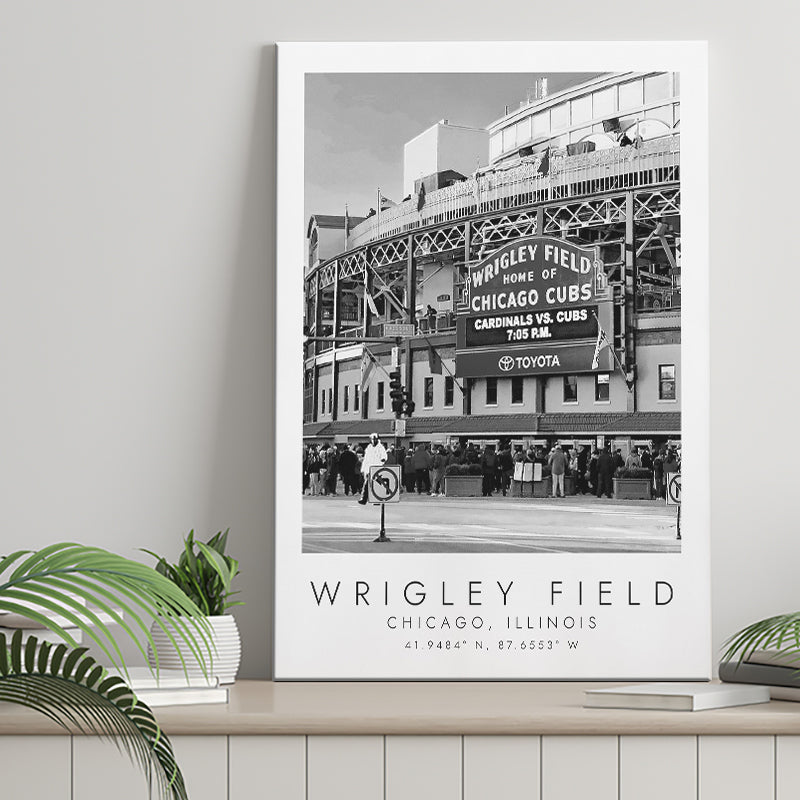 Wrigley Field Chicago Cubs Baseball Lovers Black And White Art Canvas Prints Wall Art Home Decor