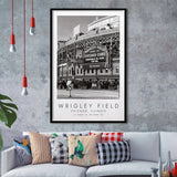Wrigley Field Chicago Cubs Baseball Lovers Black And White Art Framed Art Prints Wall Art Decor, Framed Picture