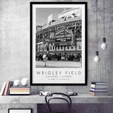 Wrigley Field Chicago Cubs Baseball Lovers Black And White Art Framed Art Prints Wall Art Decor, Framed Picture