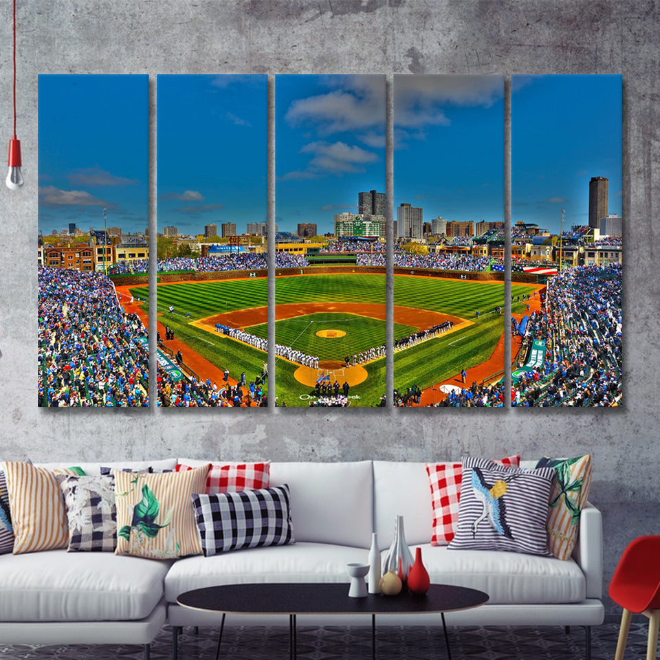 Wrigley Field Chicago 5 Pieces B Canvas Prints Wall Art - Painting Canvas, Multi Panels,5 Panel, Wall Decor