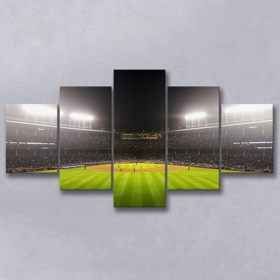 Wringley Field at Night, Stadium Canvas, Sport Art, Large Canvas, Multi Panels, Canvas Prints Wall Art Decor