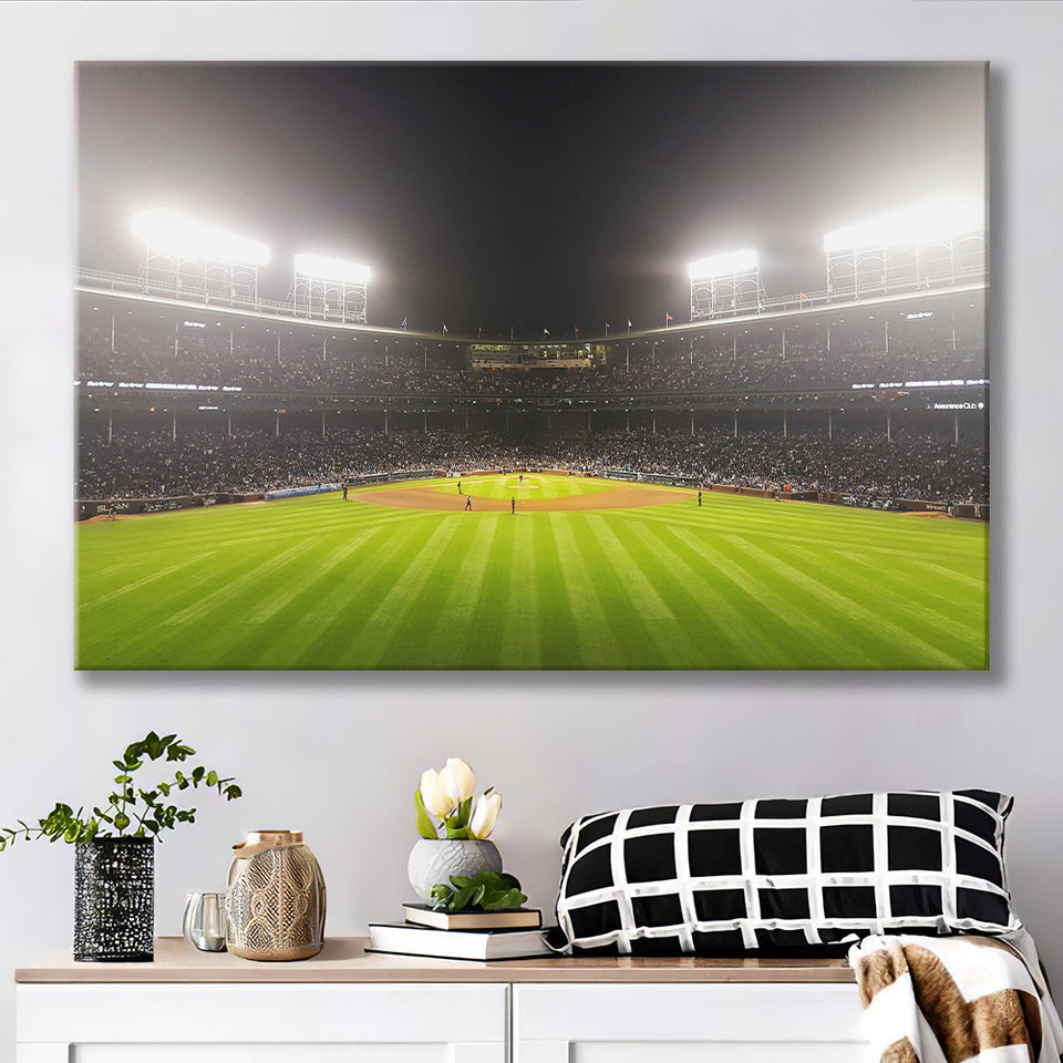 Wringley Field at Night, Stadium Canvas, Sport Art, Gift for him, Fan Gift, Canvas Prints Wall Art Decor