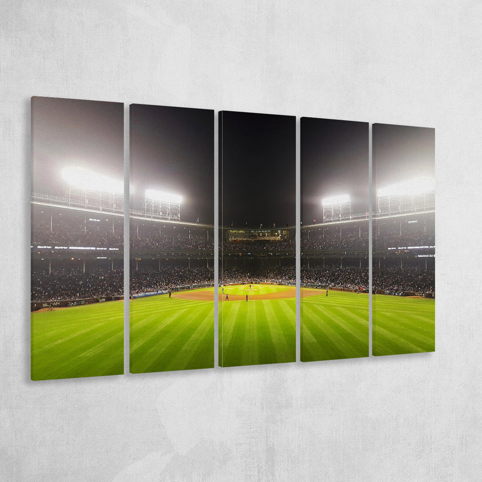 Wringley Field at Night, Stadium Canvas, Sport Art, Gift for him, Multi Panels B, Canvas Prints Wall Art Decor