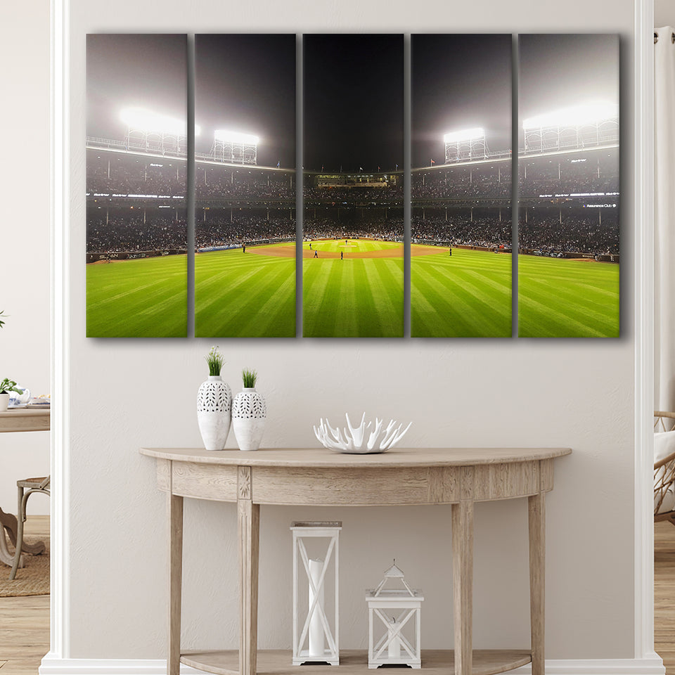 Wringley Field at Night, Stadium Canvas, Sport Art, Gift for him, Multi Panels B, Canvas Prints Wall Art Decor