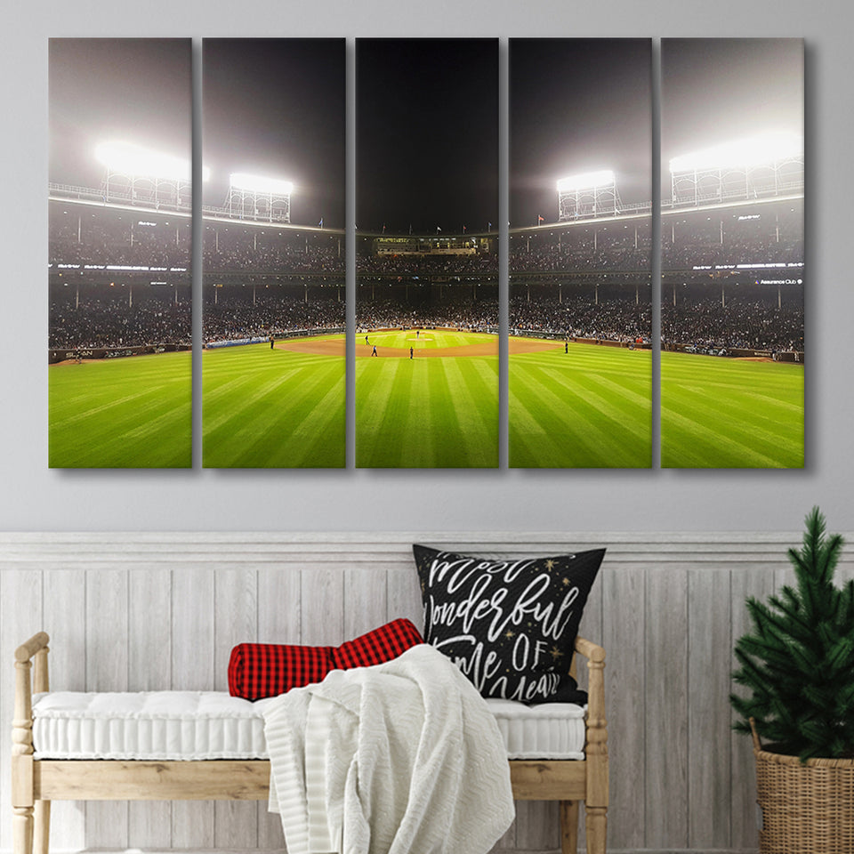 Wringley Field at Night, Stadium Canvas, Sport Art, Gift for him, Multi Panels B, Canvas Prints Wall Art Decor