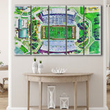 Wyoming Cowboys Jonah Field at War Memorial Stadium Watercolor, 5 Pieces B, Multi Panel Canvas Prints Wall Art Decor