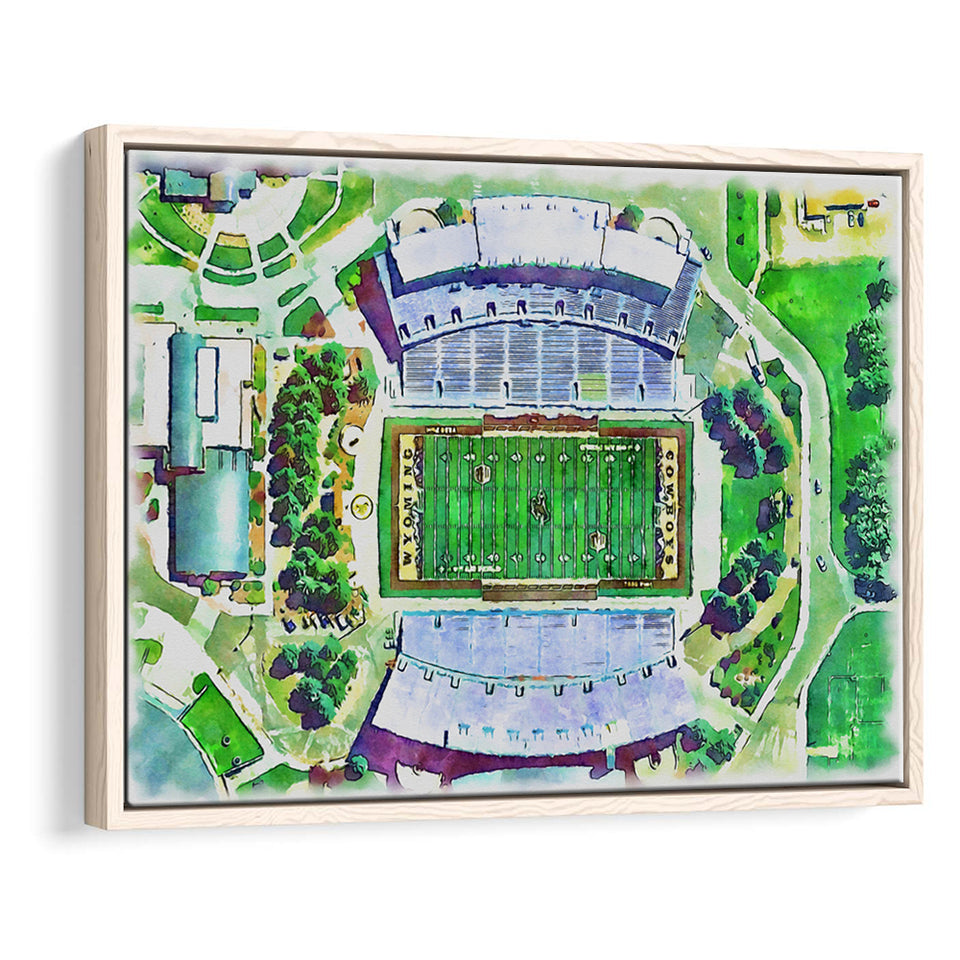 Wyoming Cowboys Jonah Field at War Memorial Stadium Watercolor, Sport Art Prints Fan Gift, Framed Canvas Prints Wall Art Decor
